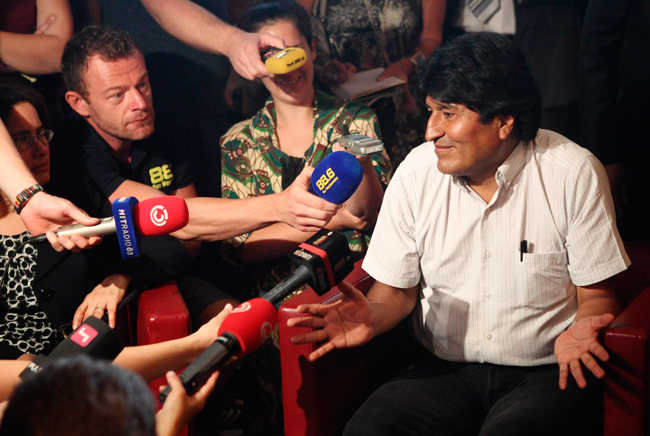 Evo Morales am Flughafen Wien-Schwechat,